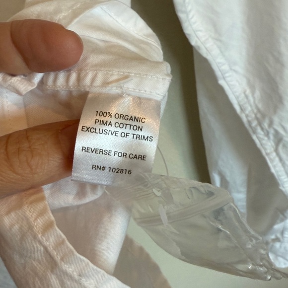 Garnet Hill Organic-Pima-Cotton Cropped Button-Down Shirt size 10 - Picture 8 of 9